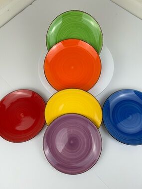 Vancasso Bonita Set of 6 Salad Dessert Plates 7.5" Multicolor Swirl